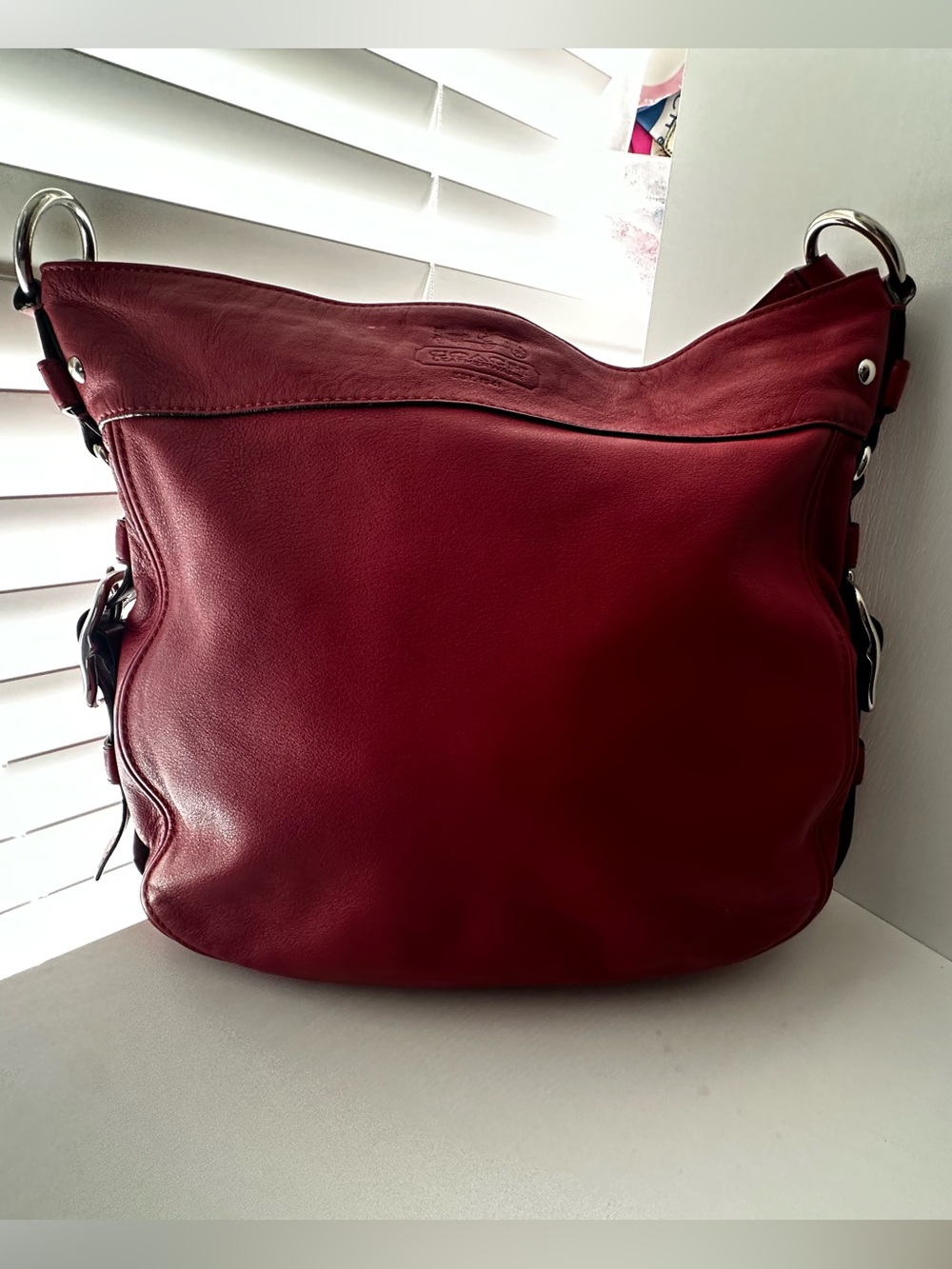 Coach Large Zoe Red Leather Hobo Shoulder Bag